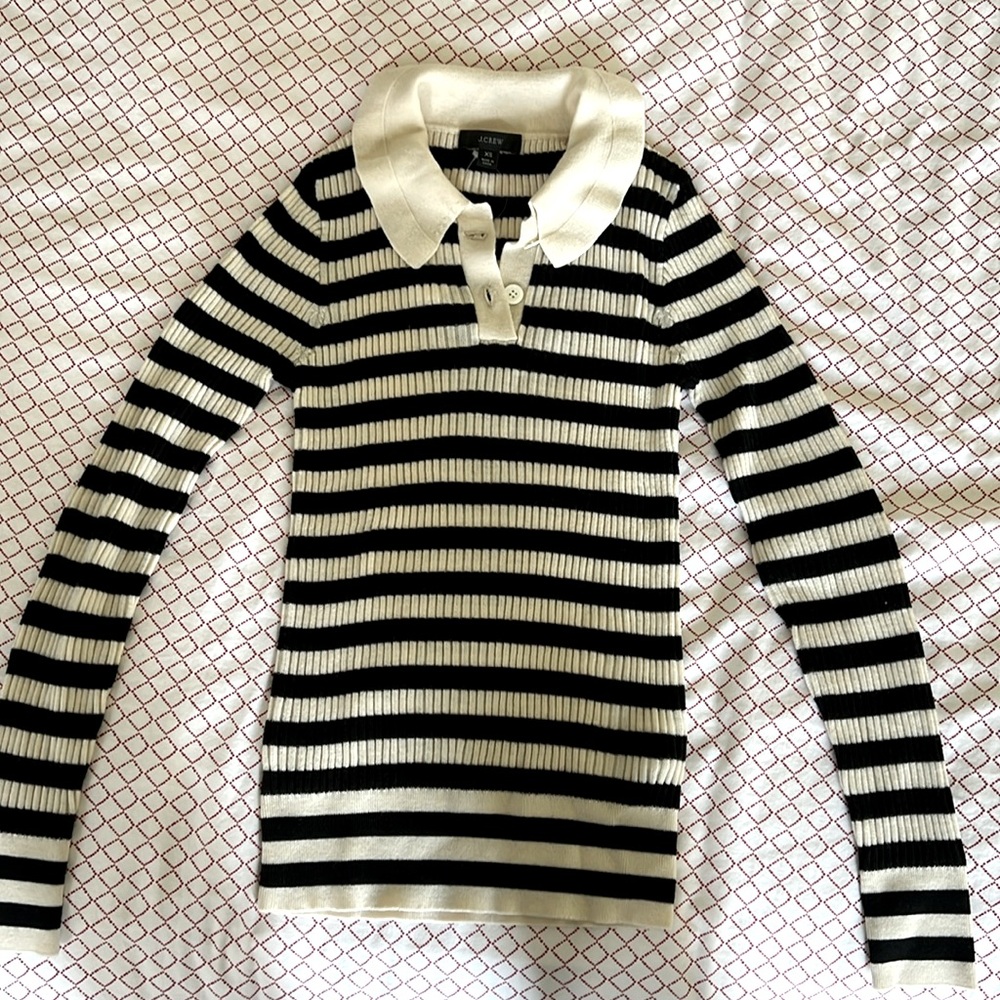 J. Crew striped polo sweater
